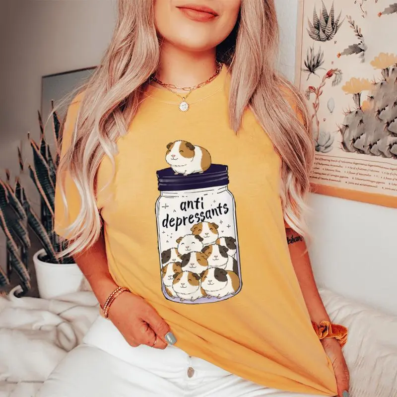 Guinea Pig Anti Depressant Jar Zoo Boys Girls Kids Women's Oversized Comfort Colors T-Shirt