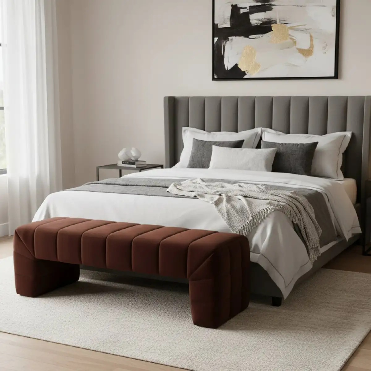 Curved Contemporary Accent Bench