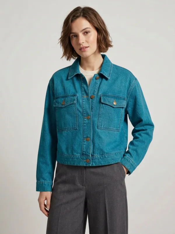 Women's Casual Vintage Blue Denim Pattern Jacket