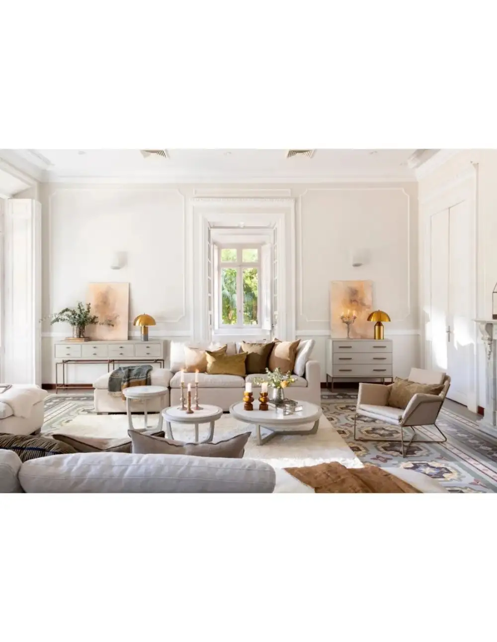 Linen Gold Metal Armchair