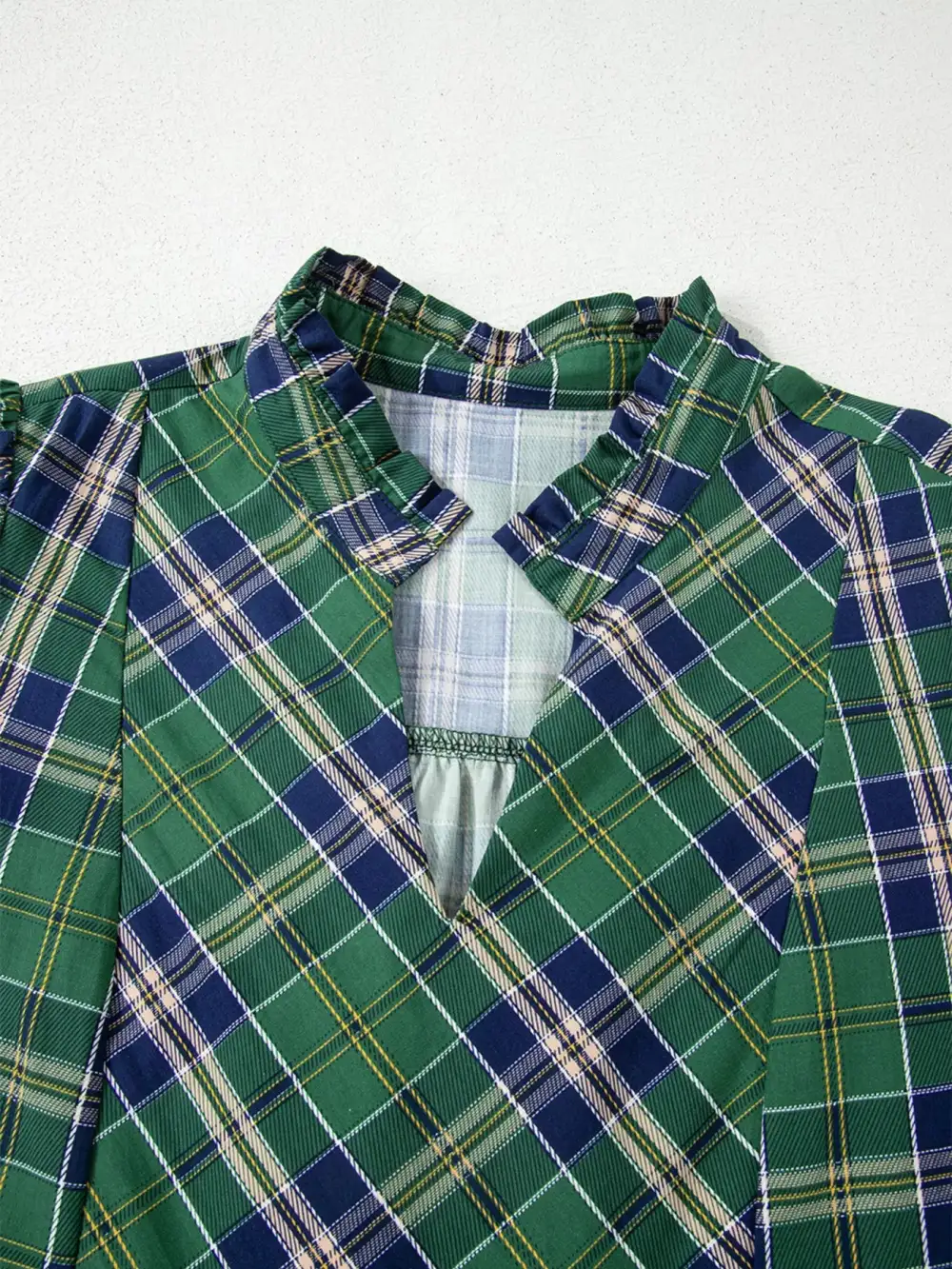 Plaid Ruffle Long Sleeve Mini Dress