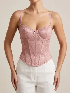 Floral Boned Women's Corset Top