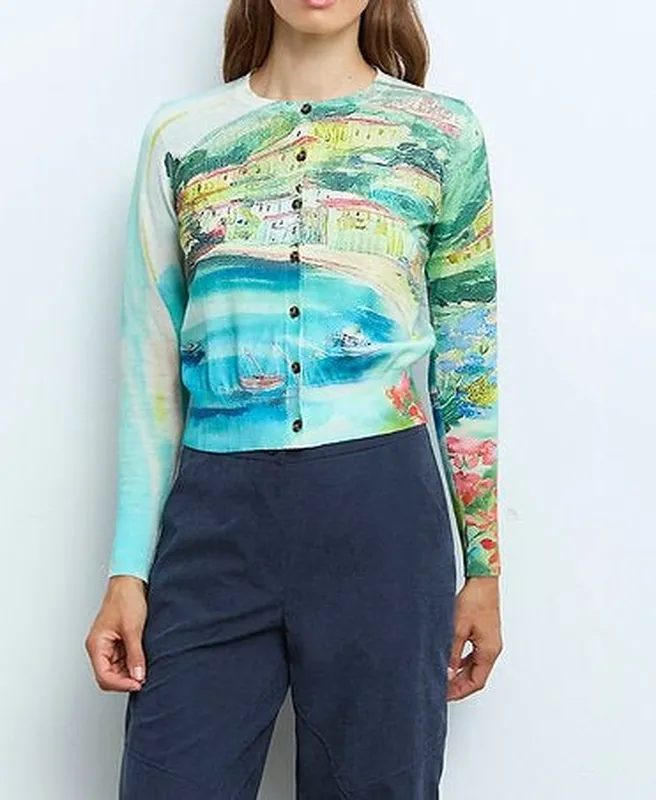 Cotton Silk Button-Front Cardigan