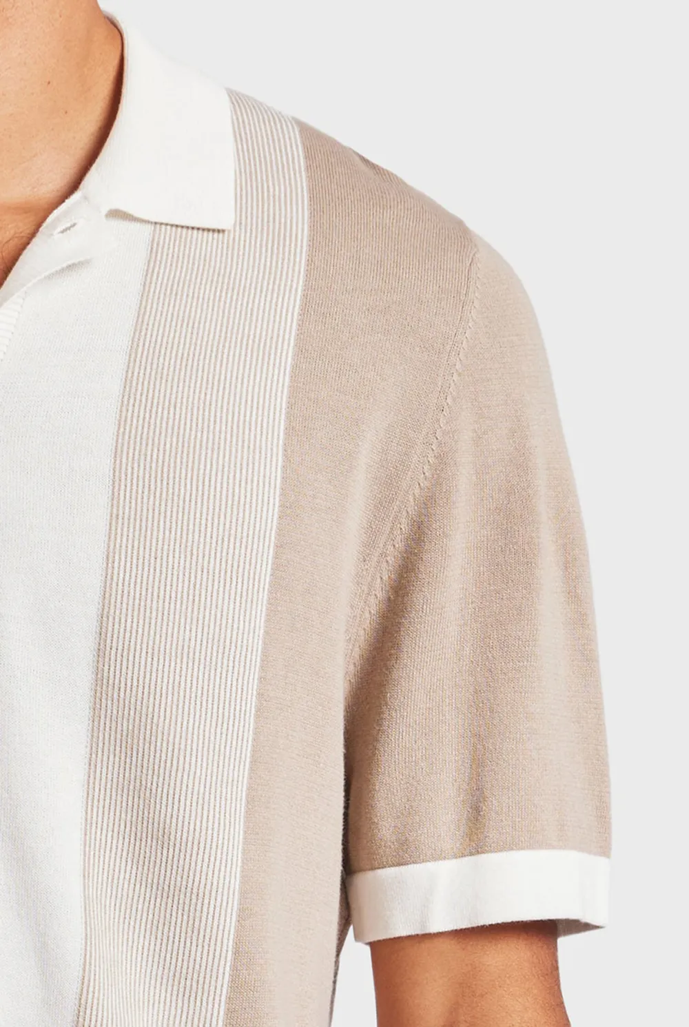 Stripe Knit SS Shirt-Oatmeal