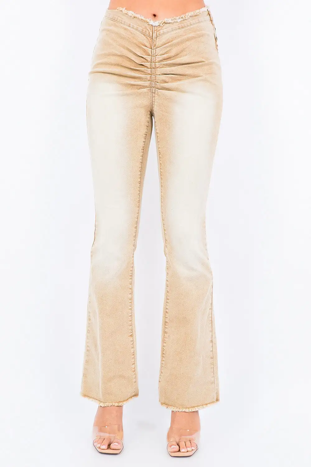 Bazi V Cut Ruched Flare Pants