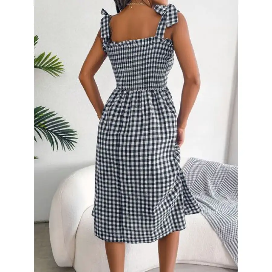 Frill Square Neck Midi Dress