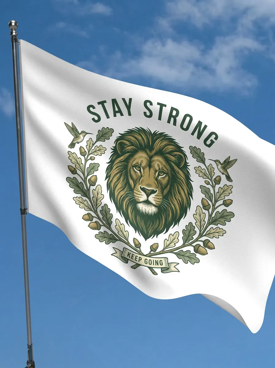 Stay Strong Lion Hummingbird Flag