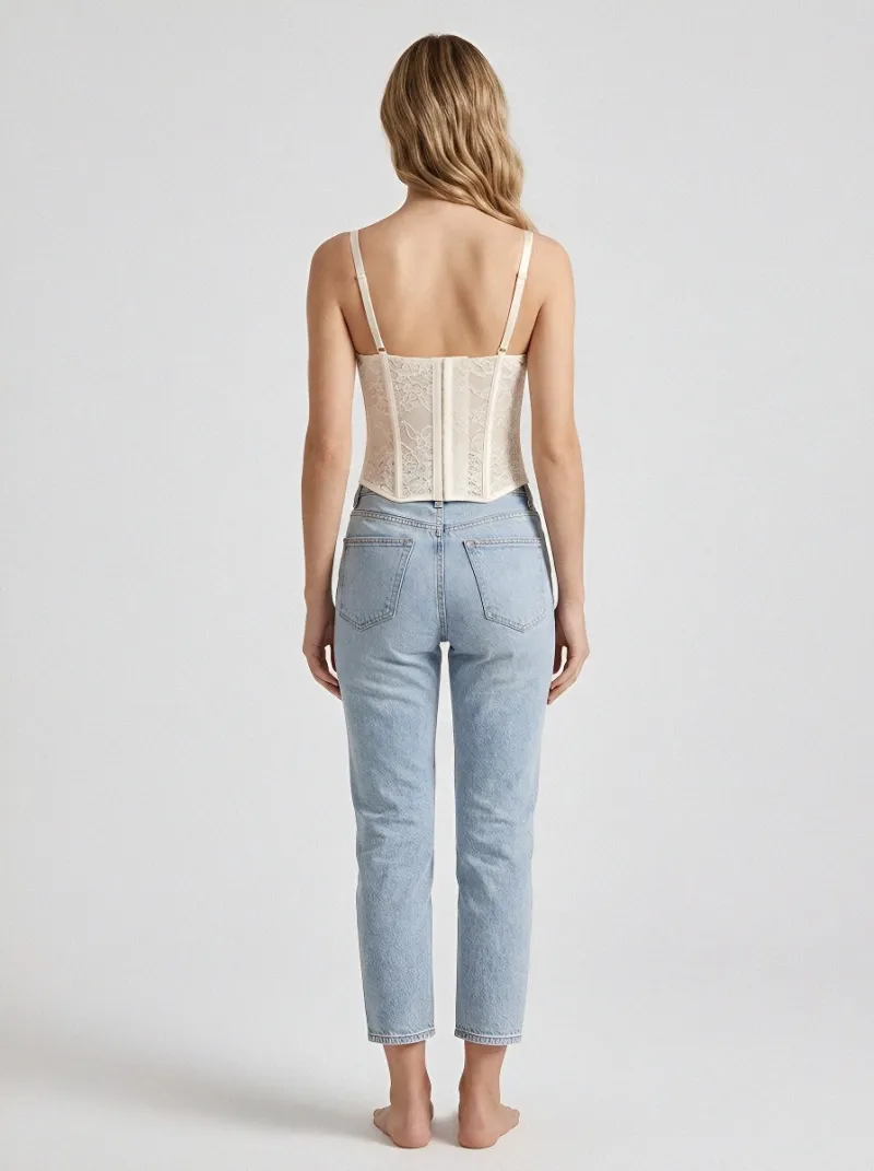 Lace-Trim Vintage-Inspired Women's Corset Top