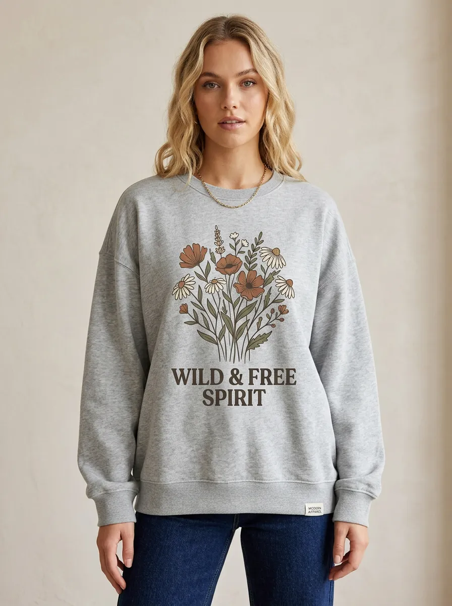 Wild And Free Spirit Boho Flower Sweatshirt