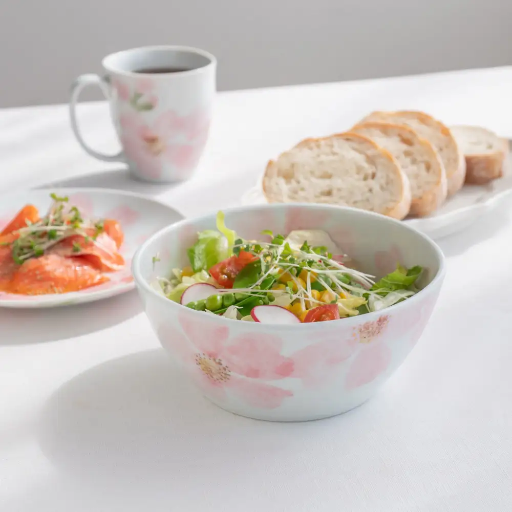 Cherry-Blossom Floral Porcelain Serving Bowl