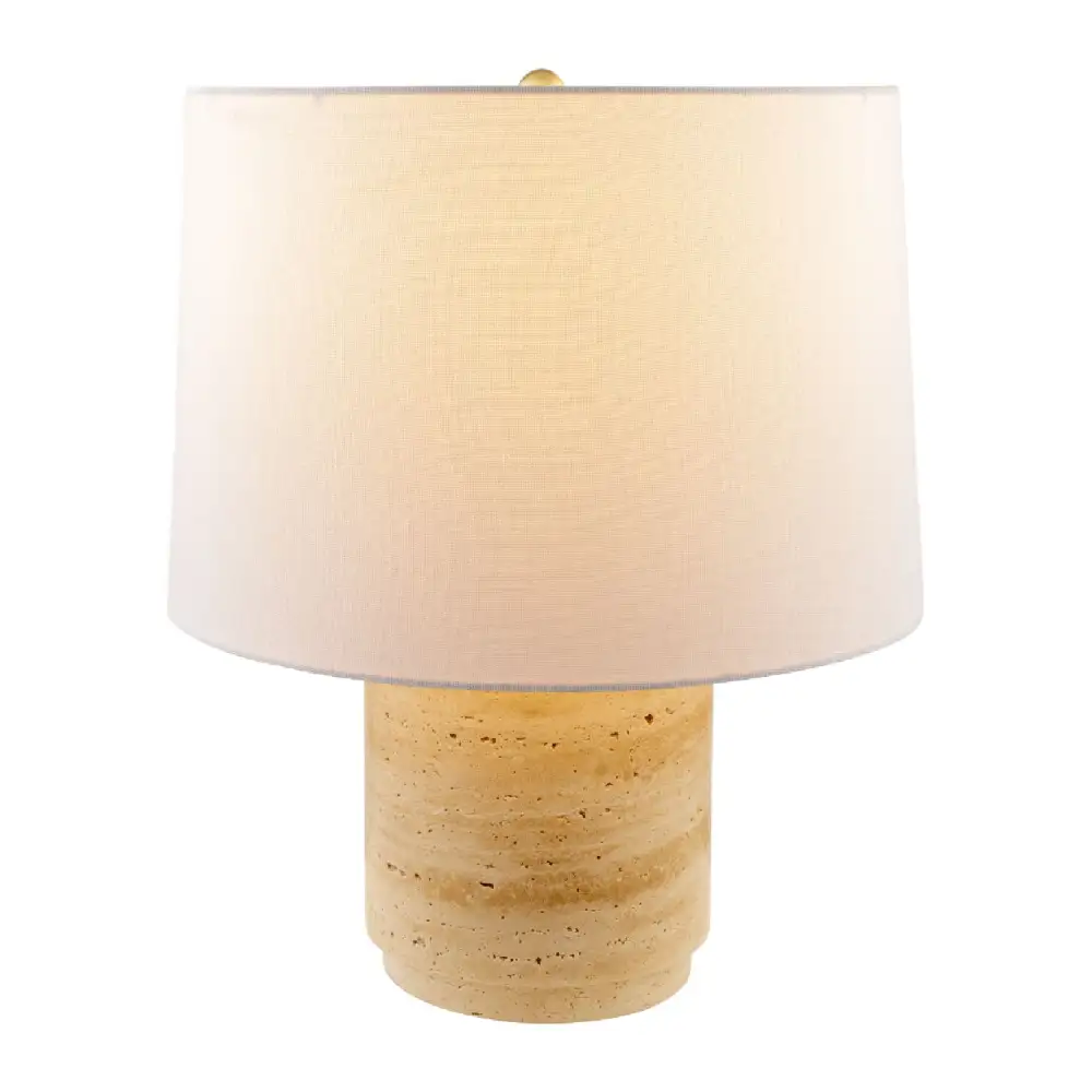 Travertine Metal Linen Table Lamp