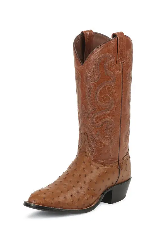 Men's Tooled Full Quill Ostrich Medium Round Toe Western Boots
