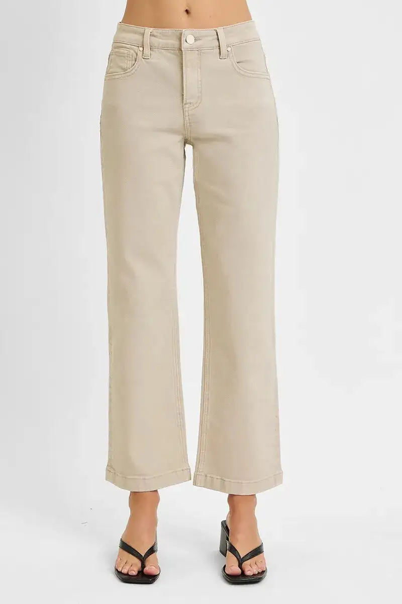 Full Size Tummy Control Mid Rise Ankle Straight Jeans Plus Size