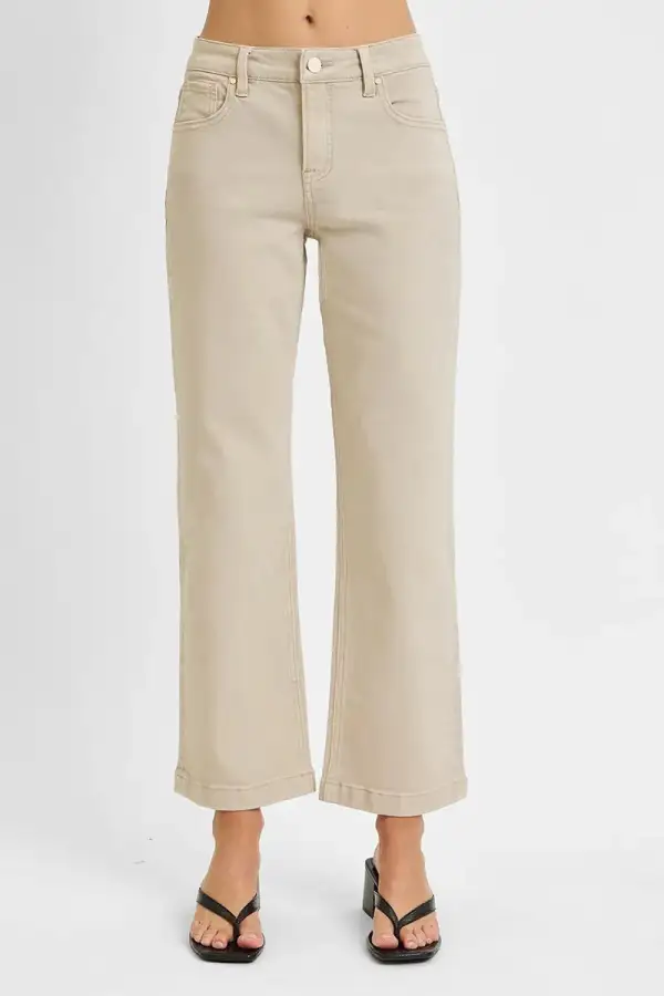 Full Size Tummy Control Mid Rise Ankle Straight Jeans Plus Size