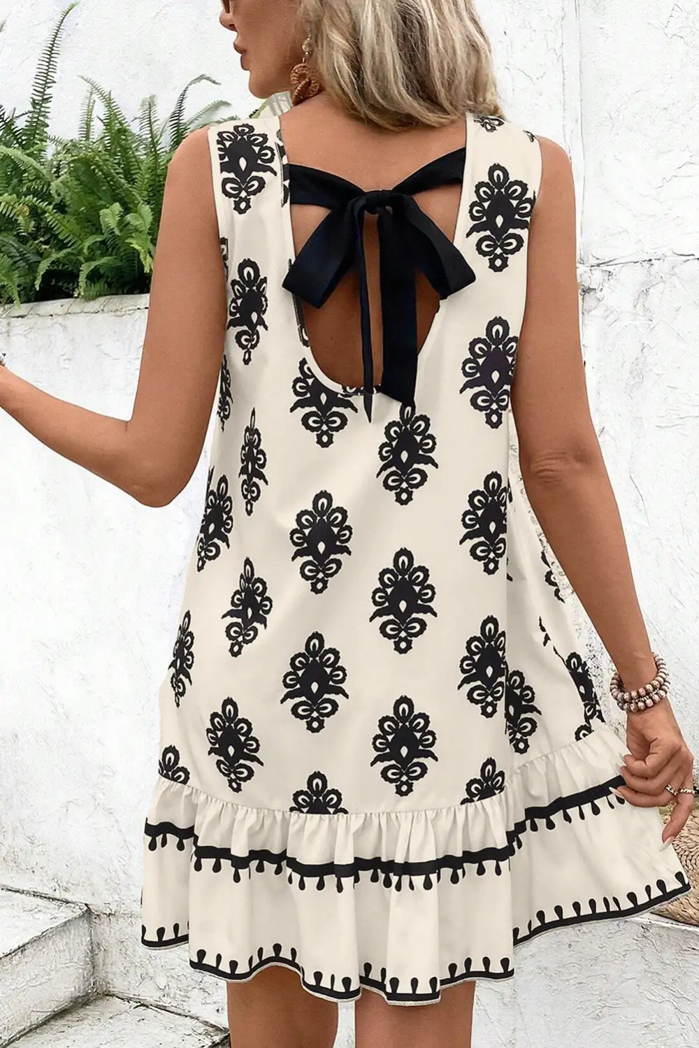 Tie Detail Cutout Detail Mini Dress