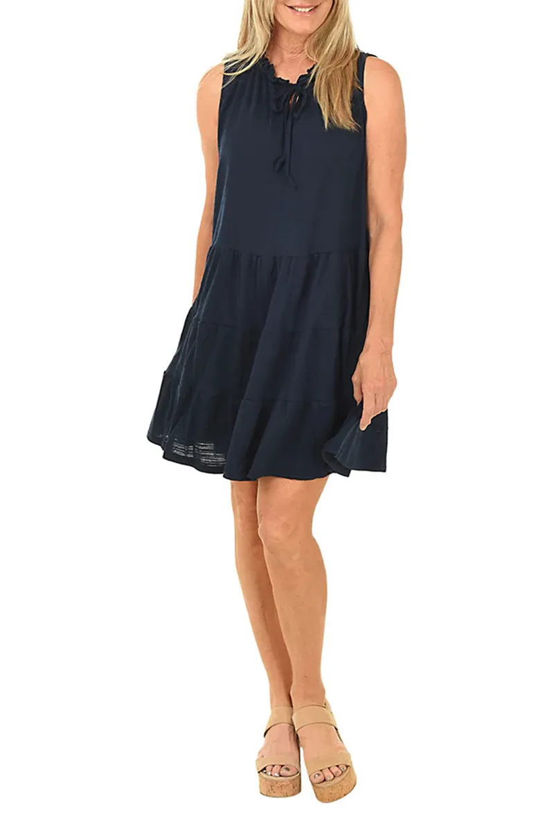 Sleeveless Ruffled Tie-Neck Dress