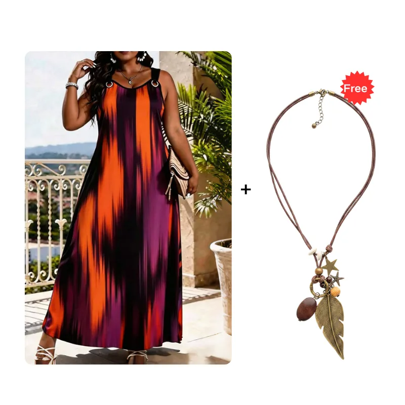 ⌛Limited-Time Offer-Women's Plus Size Sleeveless Striped Dress