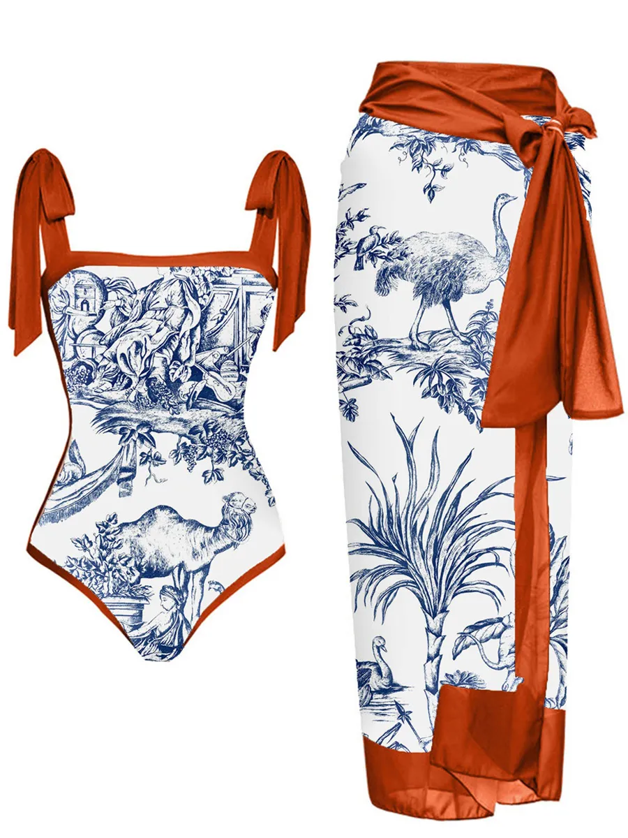Natalie Chiffon Printed Swimsuit Set