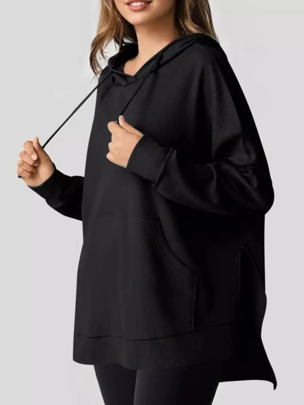 Refined Drawstring Pocketed Oversized Hoodie