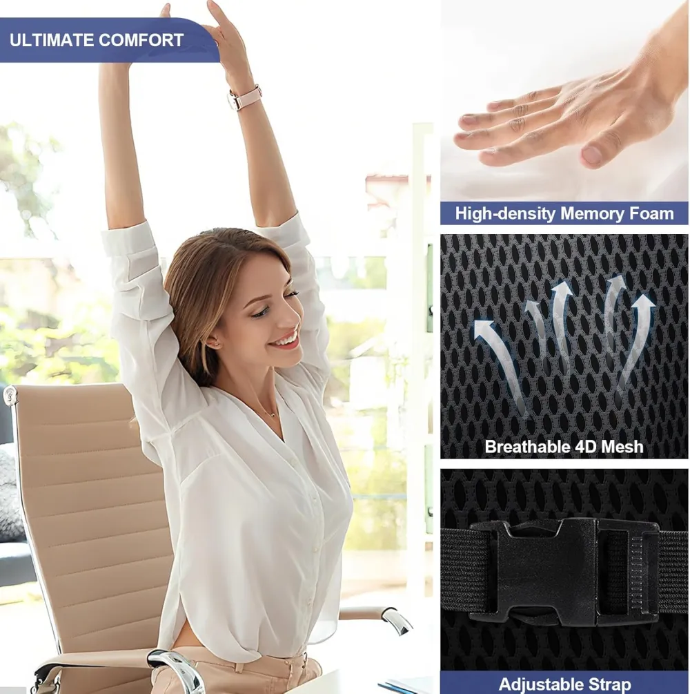 Lumbar Support Pillow for Car, Memory Foam Car Back Cushion