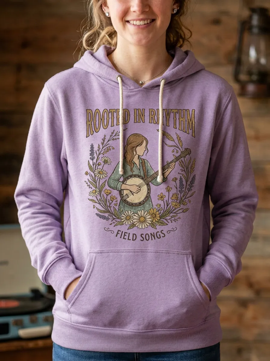 Banjo Floral Women's Country Music Pullover Hoodie