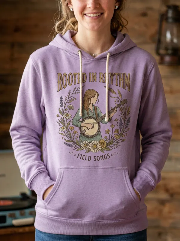 Banjo Floral Women's Country Music Pullover Hoodie