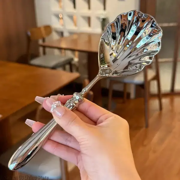 Sculpted Shell Stainless Steel Serving Spoons