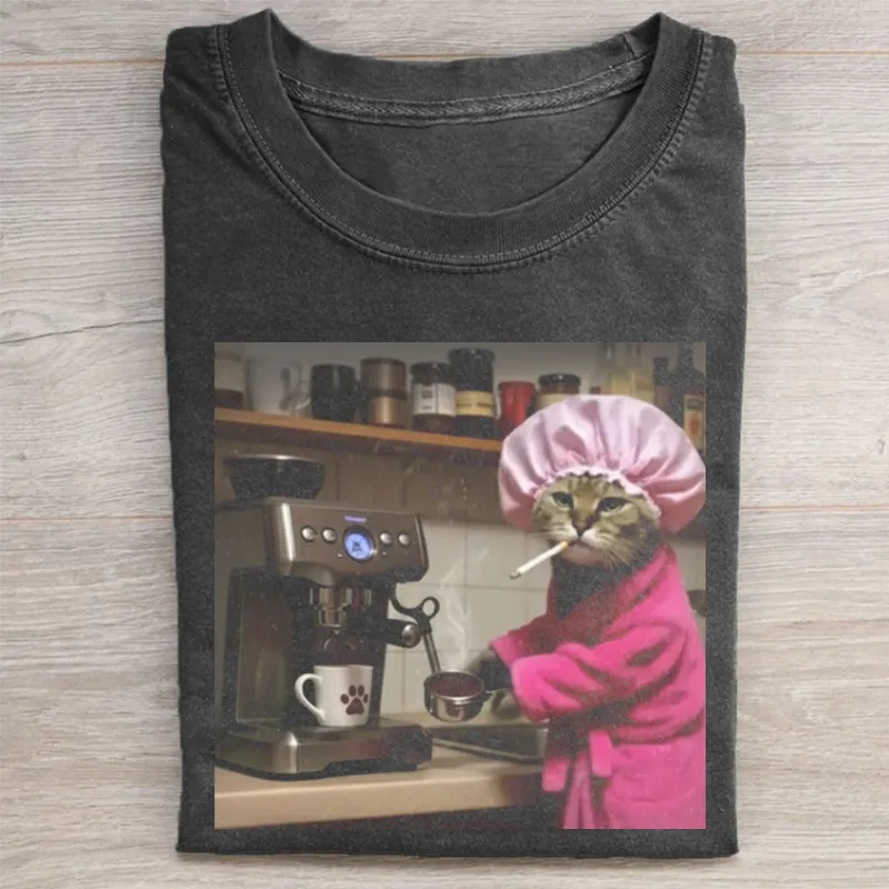 Funny Cat Coffee Tee