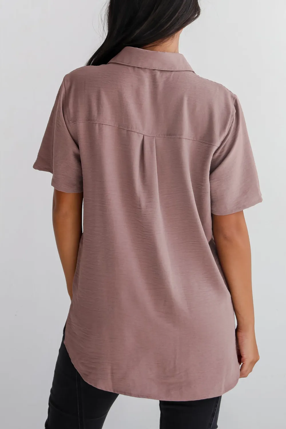 Short Sleeve Button-Up Blouse