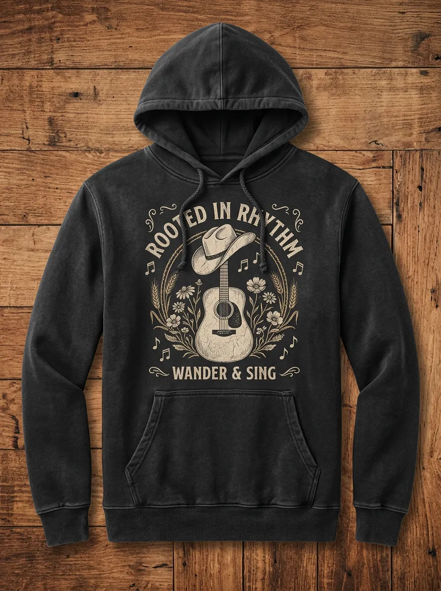 Country-Road Guitar Country Music Graphic Hoodie