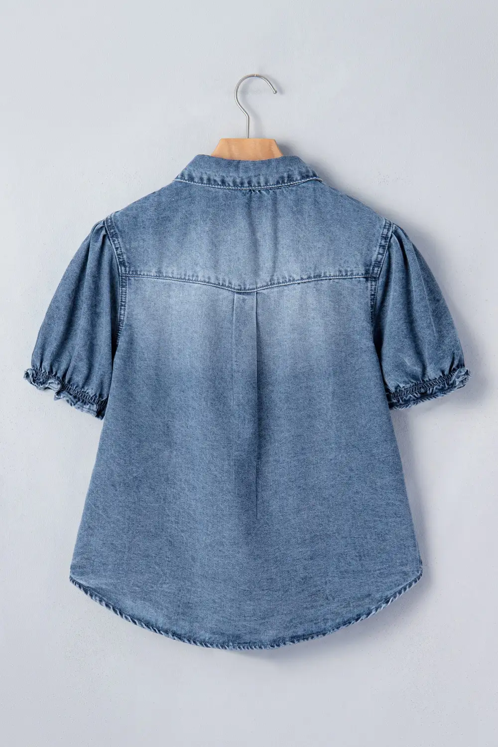 Frilled Button Front Short Sleeve Shirt Blouse