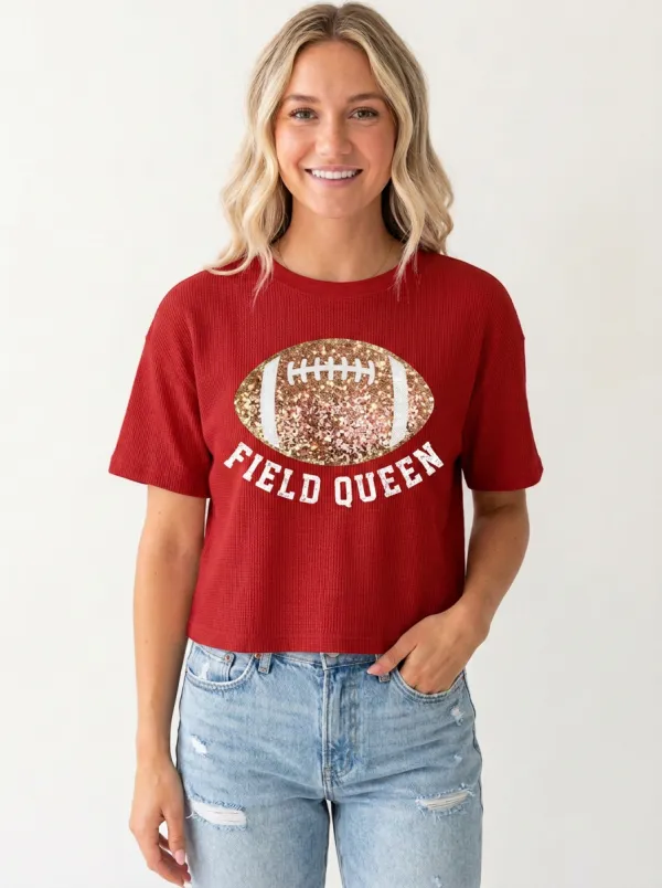 Women's Gridiron Ball Field Sparkle Crewneck T-Shirt