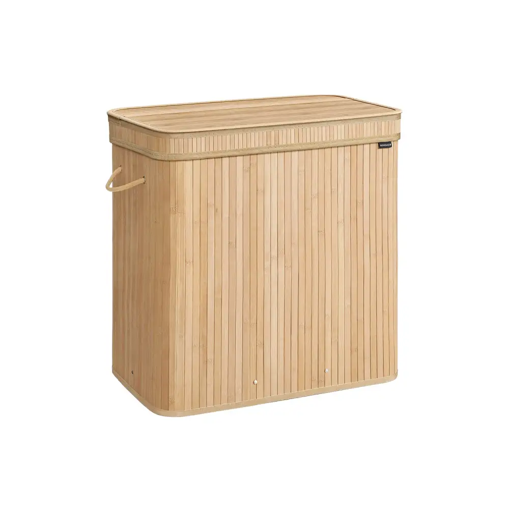 Triple Compartment Lidded Handled Laundry Sorting Basket