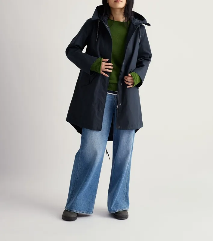 Linen Cotton Waterproof Hooded Coat