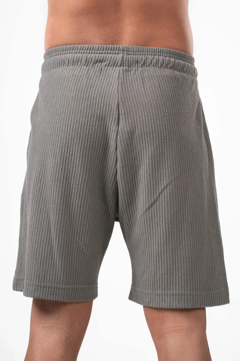 Grey Textured Pull On Shorts