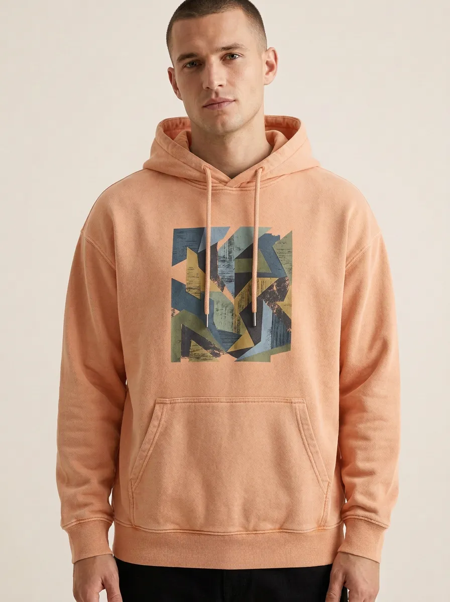Men's Abstract Geometric Pattern Print Hoodie