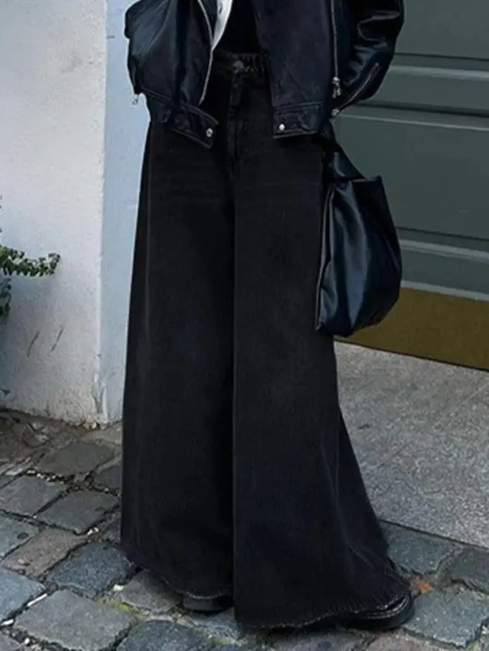 Vintage Wash Wide Leg Flare Boyfriend Jeans