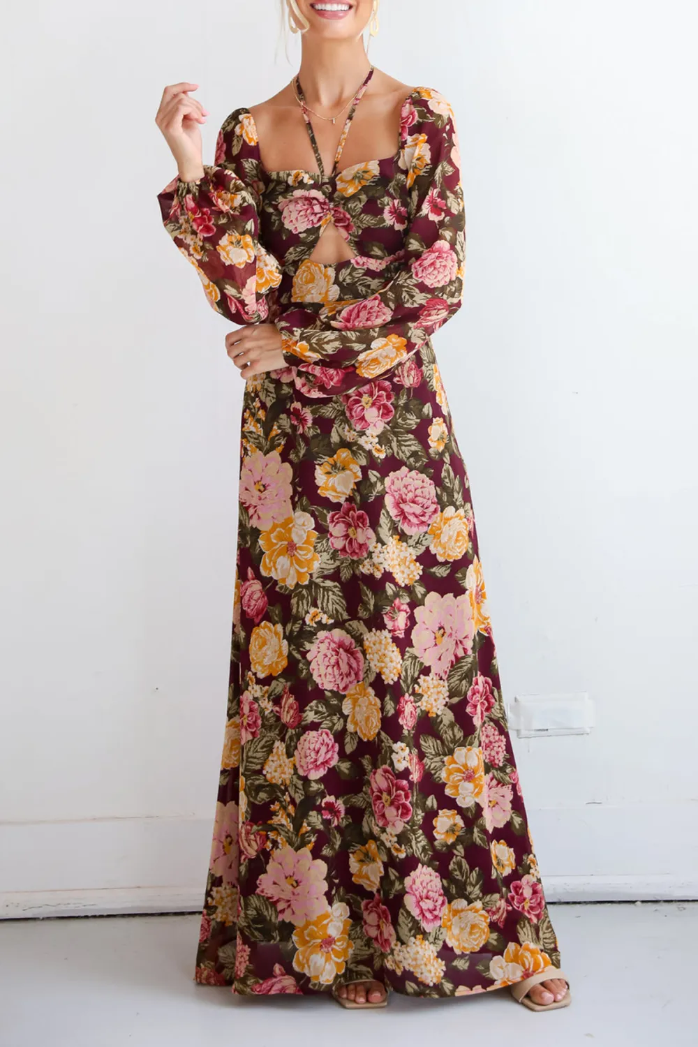 Plum Floral Maxi Dress