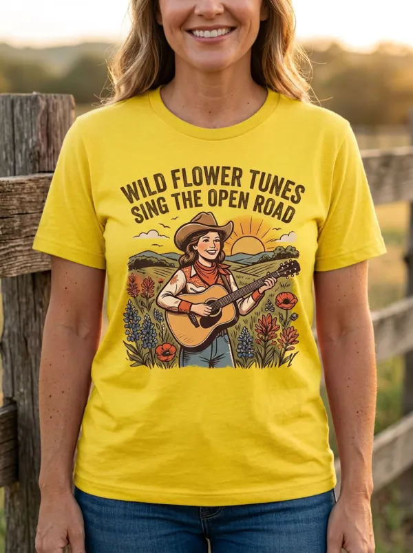 Cowgirl Country Music Crewneck T-Shirt