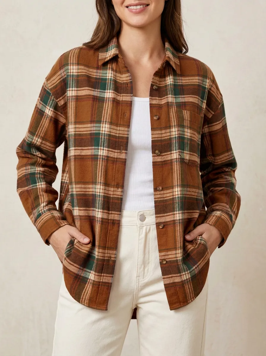 Relaxed Plaid Plaid Long-Sleeve Shirt