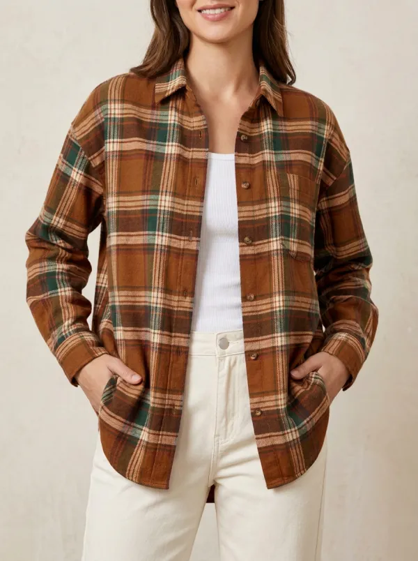 Relaxed Plaid Plaid Long-Sleeve Shirt