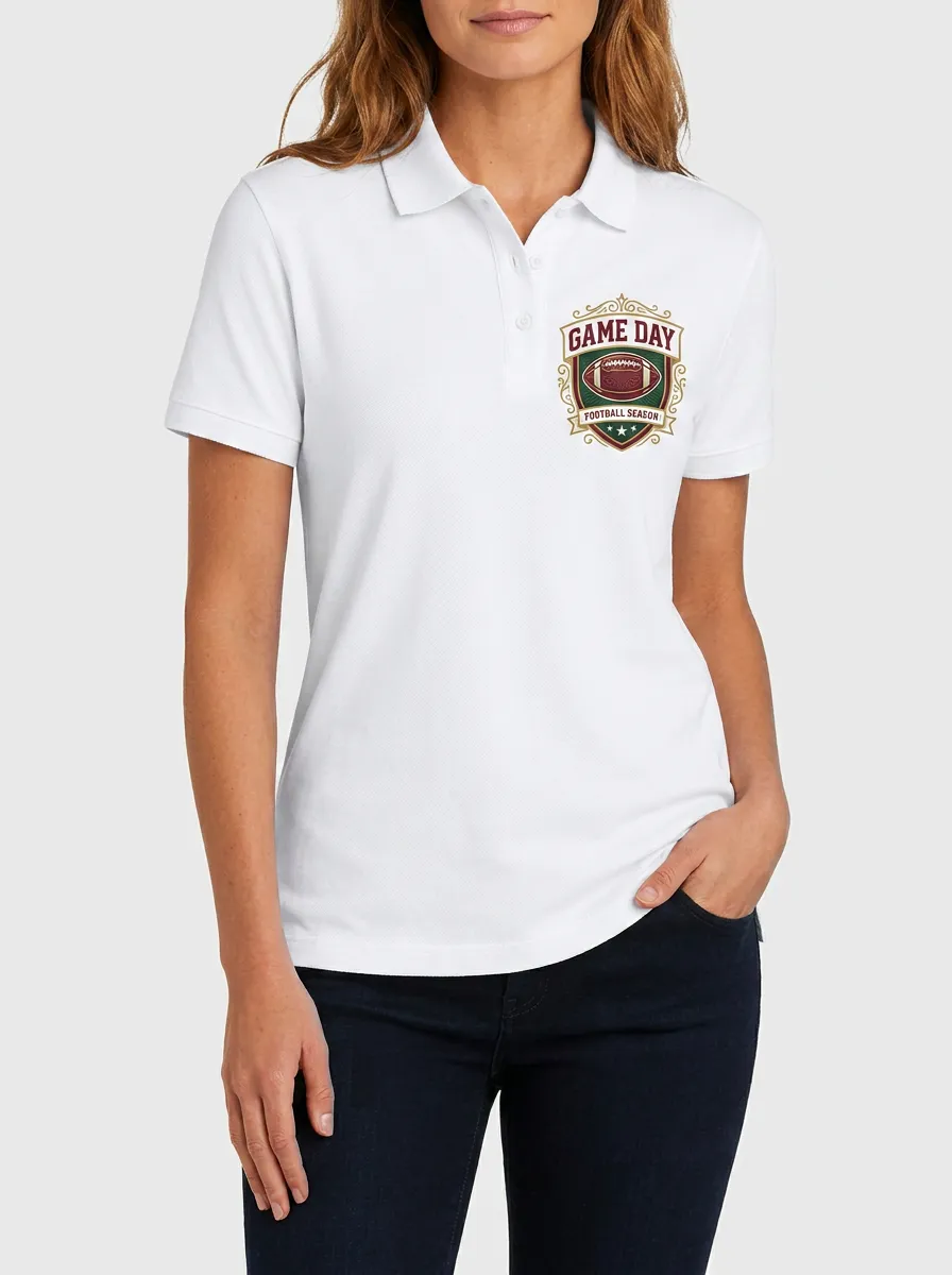 Weekend Football Fan Game Day Shield Graphic Polo Shirt