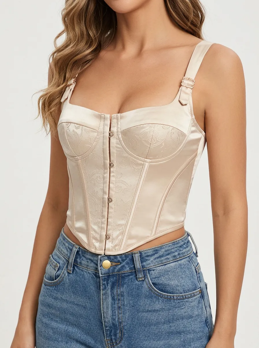 Classic Hook-and-Eye Boned Women's Corset Top