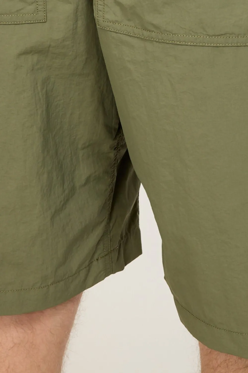 Olive Green Nylon Loose Fit Shorts