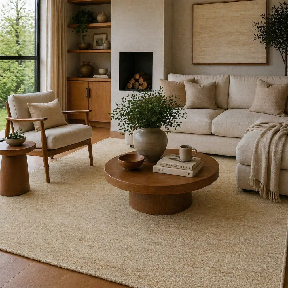 Hand-Knotted Wool Fringed Carpet