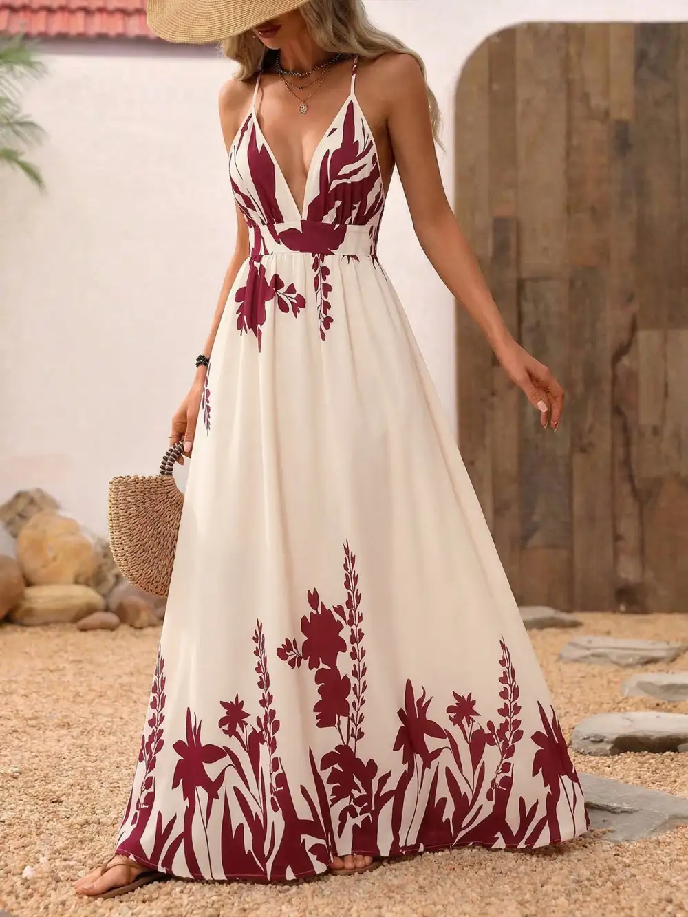 V Neck Maxi Dress