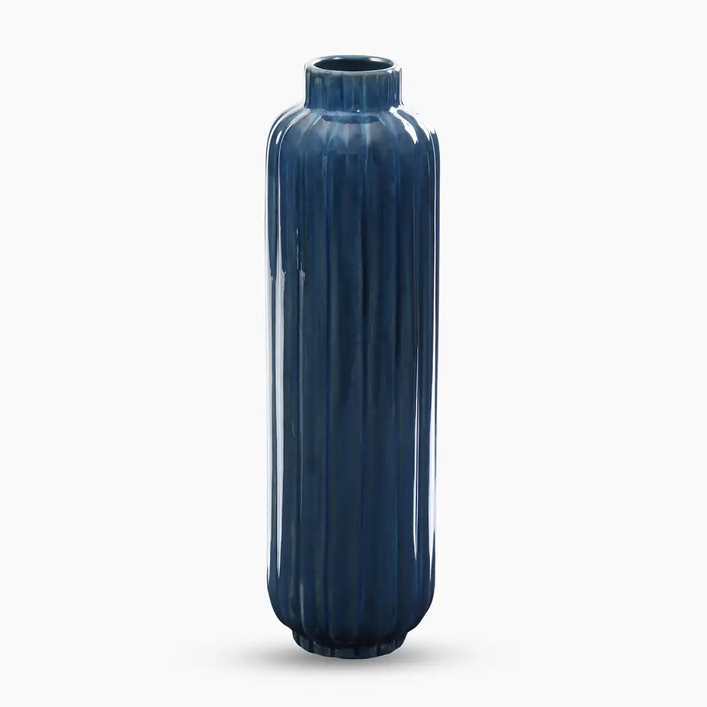 Navy Linear Ceramic Vase