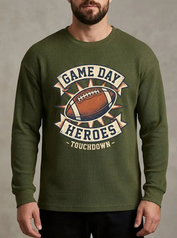 Men's American Football Game Day Heroes Printed Waffle Knit T-Shirt
