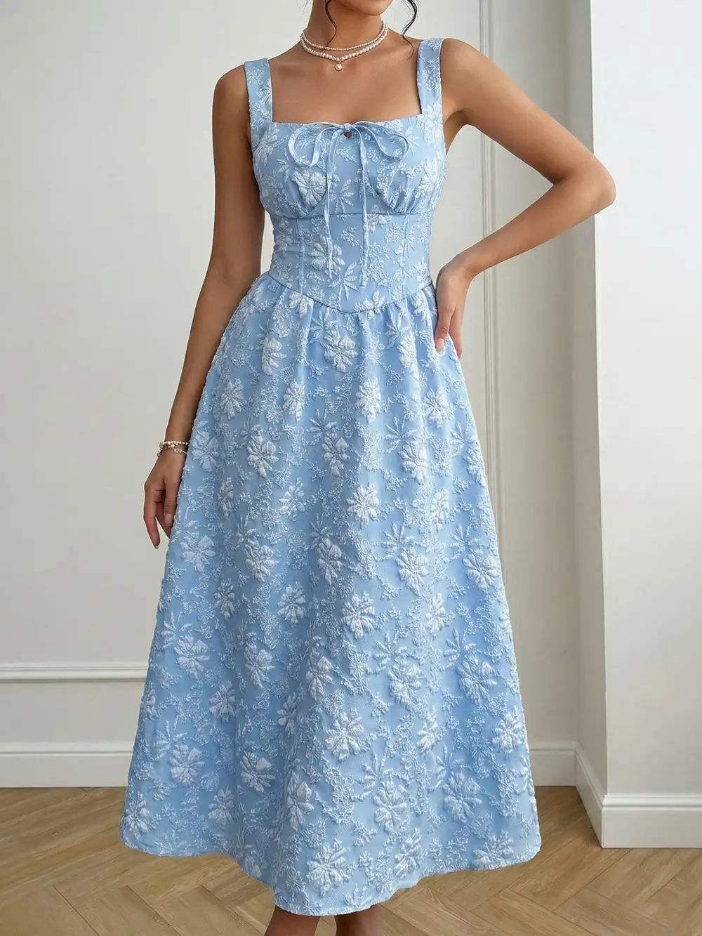 A-Line Floral Midi Dress