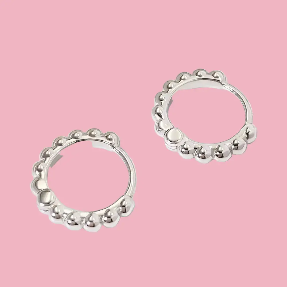 Smooth Beaded Hoop Earrings